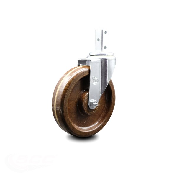 6 Inch High Temp Phenolic Wheel Swivel 3/4 Inch Square Stem Caster SCC